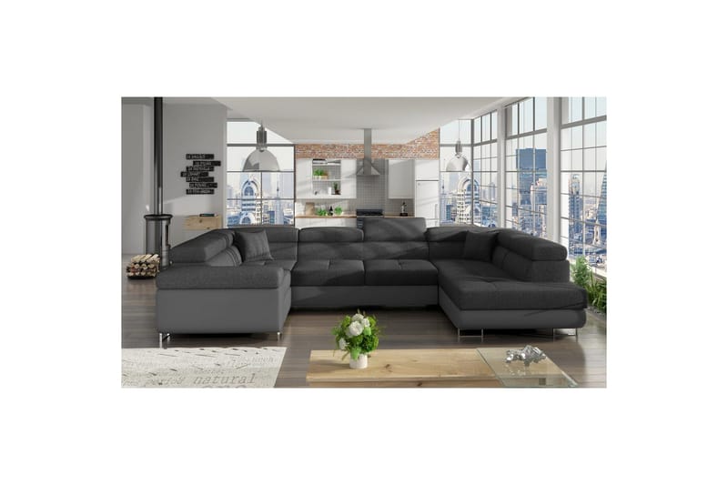 Divaani Eltap Letto 340x202x90 cm - Inari 96, Soft 29, Tummanharmaa, Harmaa, Oikea - Huonekalut - Sohva - Vuodesohva