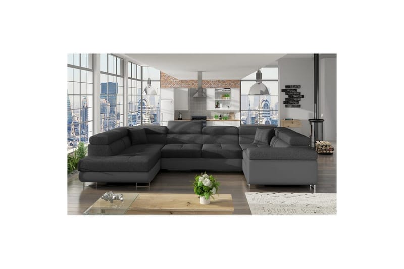 Divaani Eltap Letto 340x202x90 cm, Inari 96, Soft 29, Tummanharmaa, Harmaa, Vasen