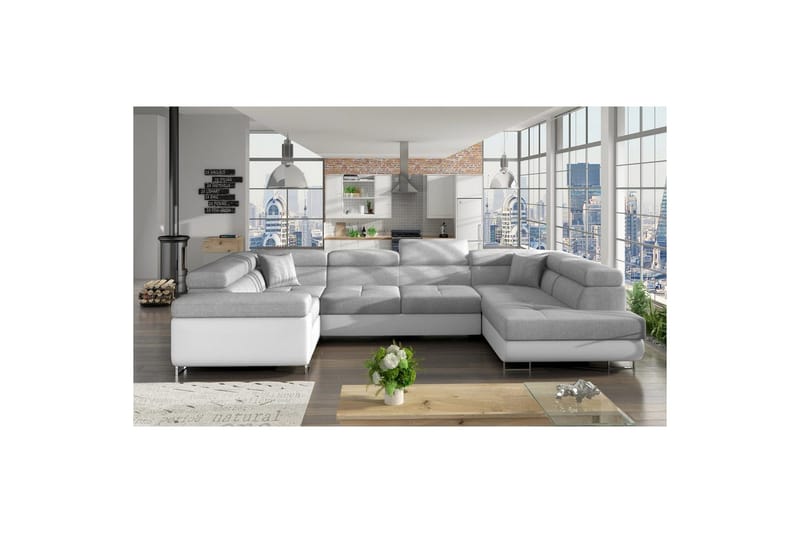 Divaani Eltap Letto 340x202x90 cm - Sawana 21, Soft 17, Harmaa, Valkoinen, Oikea - Huonekalut - Sohva - Vuodesohva