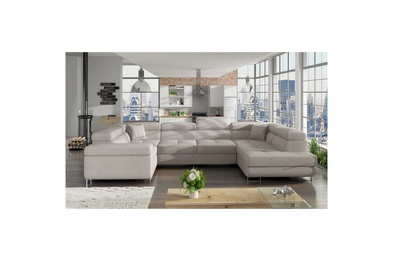 Divaani Eltap Letto 340x202x90 cm - Päällinen 02, Vaaleanharmaa, Oikea - Huonekalut - Sohva - Vuodesohva