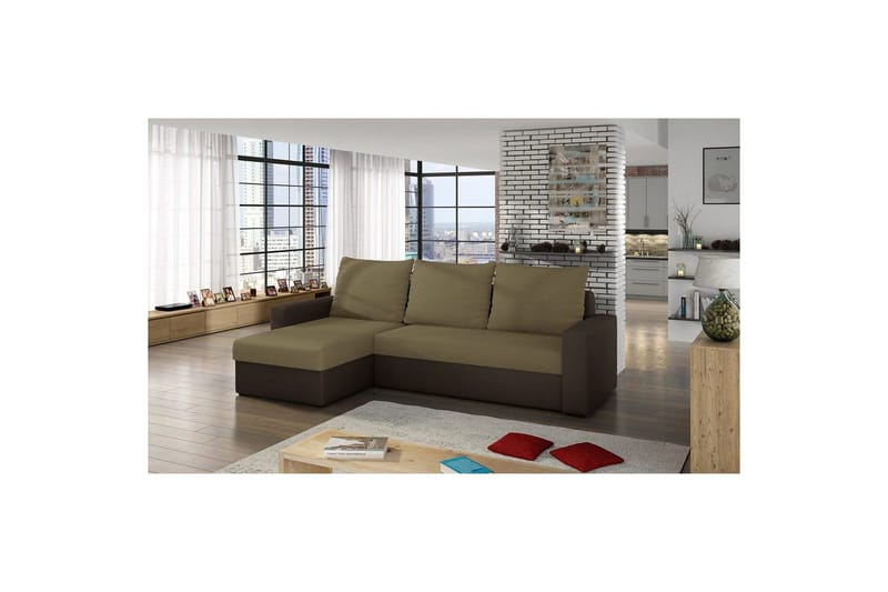 Divaani Eltap Livio 237x150x72 cm - Alova 07, Alova 67, Beige, Ruskea - Huonekalut - Sohva - Vuodesohva