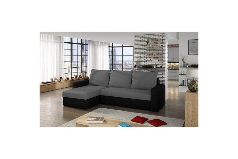 Divaani Eltap Livio 237x150x72 cm - Alova 10, Alova 04, Harmaa, Musta - Huonekalut - Sohva - Vuodesohva