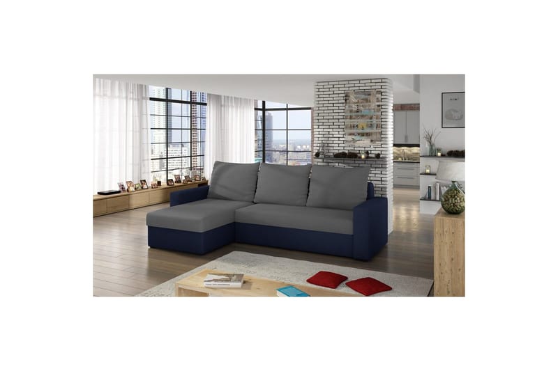 Divaani Eltap Livio 237x150x72 cm - Alova 10, Alova 79, Harmaa, Sininen - Huonekalut - Sohva - Vuodesohva