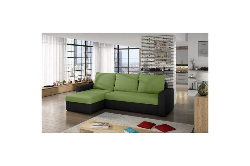 Divaani Eltap Livio 237x150x72 cm - Alova 42, Alova, Vihreä, Musta - Huonekalut - Sohva - Vuodesohva