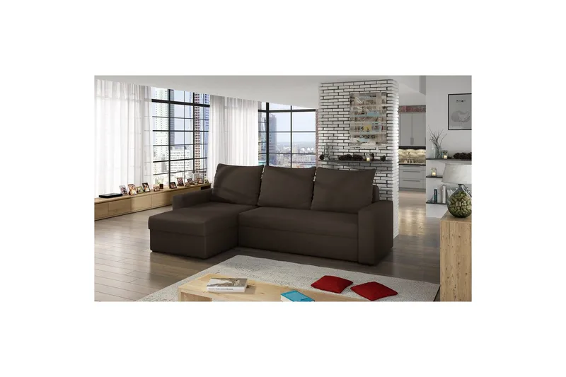 Divaani Eltap Livio 237x150x72 cm - Alova 67, Ruskea - Huonekalut - Sohva - Vuodesohva