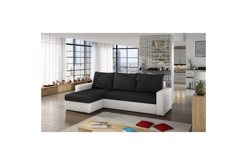 Divaani Eltap Livio 237x150x72 cm - Sawana 14, Soft 17, musta, valkoinen - Huonekalut - Sohva - Vuodesohva