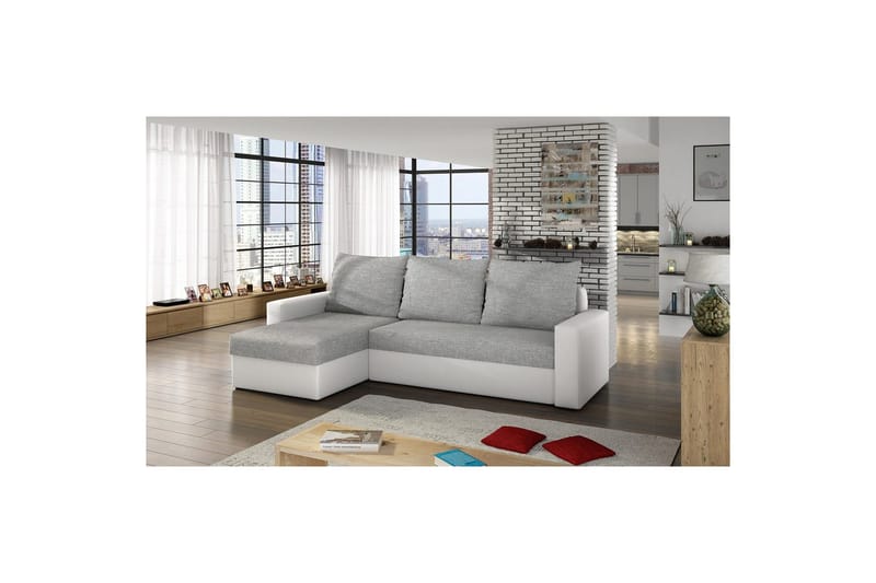 Divaani Eltap Livio 237x150x72 cm - Sawana 21, Soft 17, Harmaa, Valkoinen - Huonekalut - Sohva - Vuodesohva