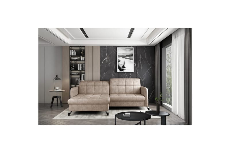 Divaani Eltap Lorelle 225x160x105 cm - Dora 21, Beige, Vasen - Huonekalut - Sohva - Vuodesohva