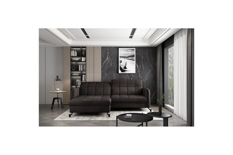 Divaani Eltap Lorelle 225x160x105 cm - Mat Velvet 29, Ruskea, Vasen - Huonekalut - Sohva - Vuodesohva