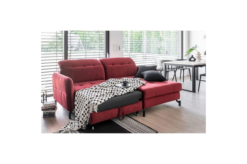 Divaani Eltap Lorelle 225x160x105 cm - Mat Velvet 75, Vihreä, Oikea - Huonekalut - Sohva - Vuodesohva