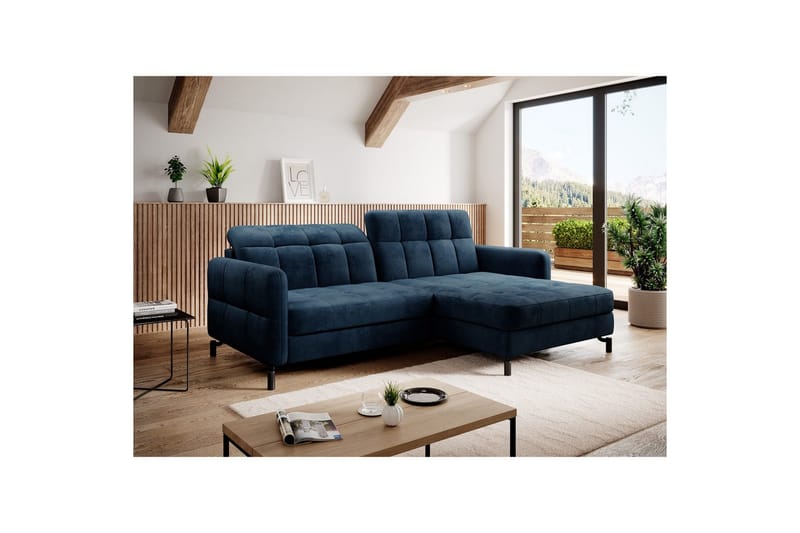 Divaani Eltap Lorelle 225x160x105 cm - Monoliitti 77, Sininen, Oikea - Huonekalut - Sohva - Vuodesohva