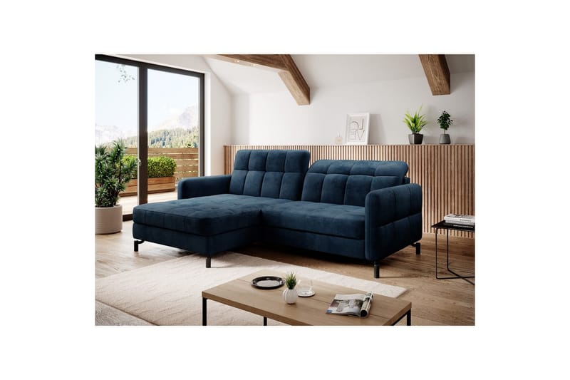 Divaani Eltap Lorelle 225x160x105 cm - Monoliitti 77, Sininen, Vasen - Huonekalut - Sohva - Vuodesohva
