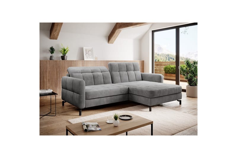 Divaani Eltap Lorelle 225x160x105 cm - Monoliitti 84, Vaaleanharmaa, Oikea - Huonekalut - Sohva - Vuodesohva