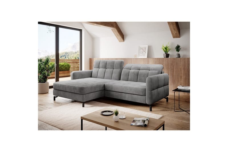 Divaani Eltap Lorelle 225x160x105 cm - Monoliitti 84, Vaaleanharmaa, Vasen - Huonekalut - Sohva - Vuodesohva