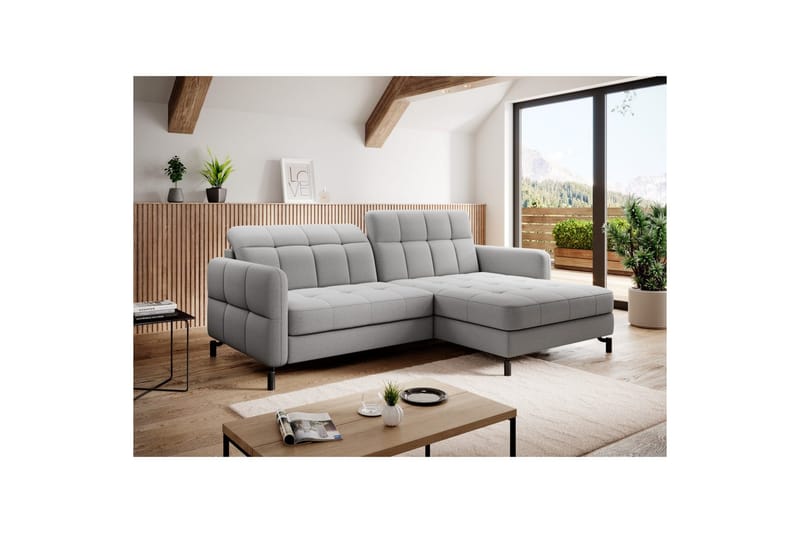 Divaani Eltap Lorelle 225x160x105 cm - Omega 02, Harmaa, Oikea - Huonekalut - Sohva - Vuodesohva