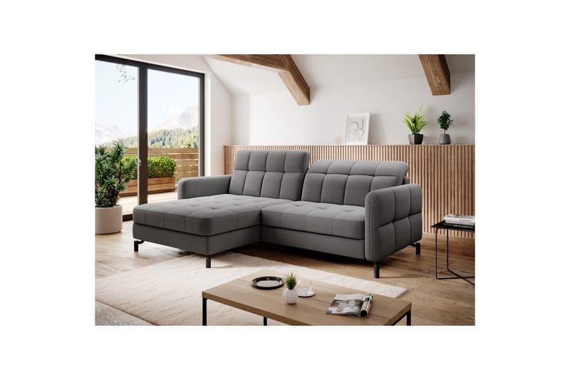Divaani Eltap Lorelle 225x160x105 cm - Omega 13, Tummanharmaa, Vasen - Huonekalut - Sohva - Vuodesohva