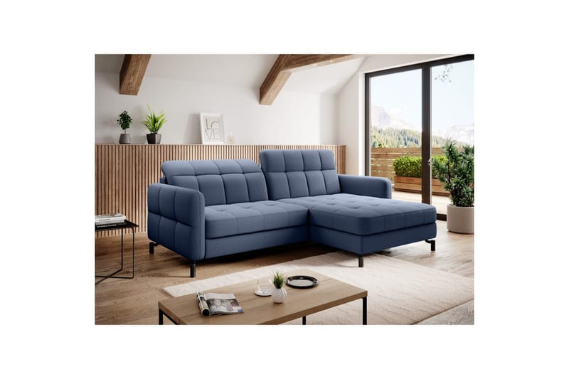 Divaani Eltap Lorelle 225x160x105 cm - Omega 86, Sininen, Oikea - Huonekalut - Sohva - Vuodesohva