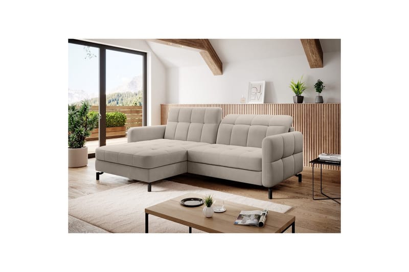 Divaani Eltap Lorelle 225x160x105 cm - Paros 02, Beige, Vasen - Huonekalut - Sohva - Vuodesohva