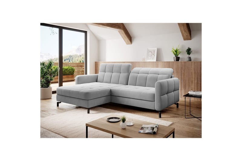 Divaani Eltap Lorelle 225x160x105 cm - Paros 05, Vaaleanharmaa, Vasen - Huonekalut - Sohva - Vuodesohva