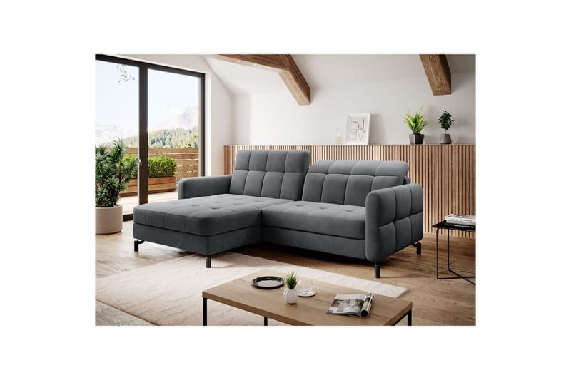 Divaani Eltap Lorelle 225x160x105 cm - Paros 06, Harmaa, Vasen - Huonekalut - Sohva - Vuodesohva