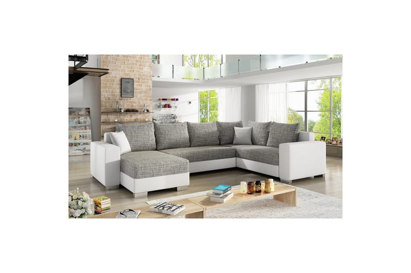 Divaani Eltap Marco 312x210x92 cm - Berlin 01, Soft 17, Harmaa, Valkoinen, Vasen - Huonekalut - Sohva - Vuodesohva