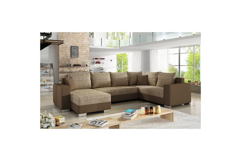 Divaani Eltap Marco 312x210x92 cm - Berlin 03, Soft 15, Beige, Ruskea, Vasen - Huonekalut - Sohva - Vuodesohva