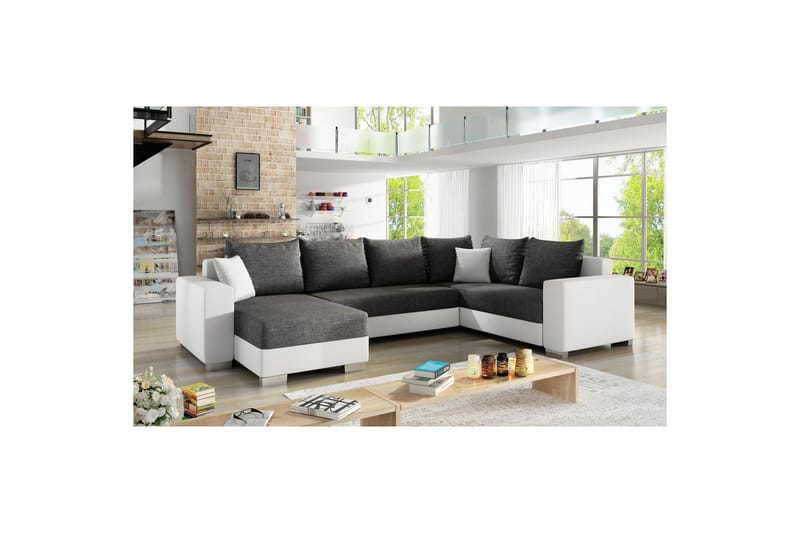 Divaani Eltap Marco 312x210x92 cm, Sawana 05, Soft 17, Harmaa, Valkoinen, Vasen