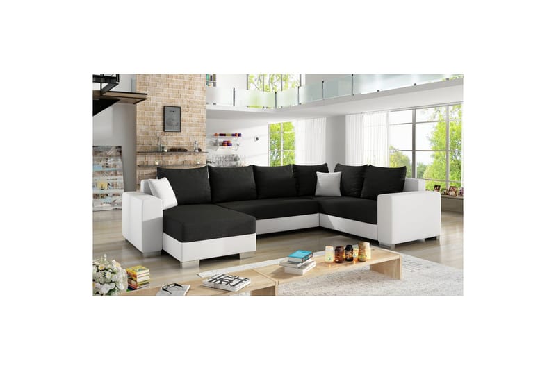 Divaani Eltap Marco 312x210x92 cm - Sawana 14, Soft 17, Musta, Valkoinen, Vasen - Huonekalut - Sohva - Vuodesohva
