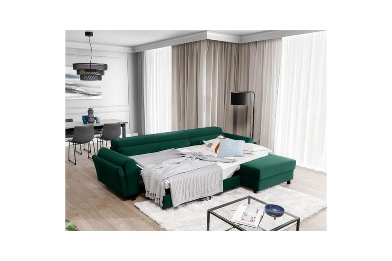 Divaani Eltap Mariall 288x200x92 cm - Kronos 19, Tummanvihreä, Oikea - Huonekalut - Sohva - Vuodesohva