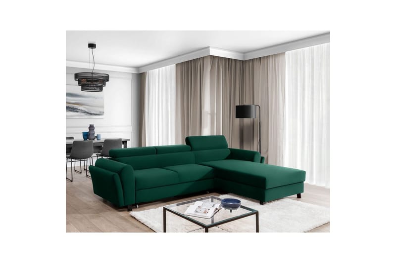 Divaani Eltap Mariall 288x200x92 cm - Kronos 19, Tummanvihreä, Oikea - Huonekalut - Sohva - Vuodesohva