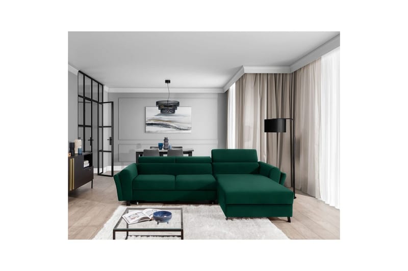 Divaani Eltap Mariall 288x200x92 cm - Kronos 19, Tummanvihreä, Oikea - Huonekalut - Sohva - Vuodesohva