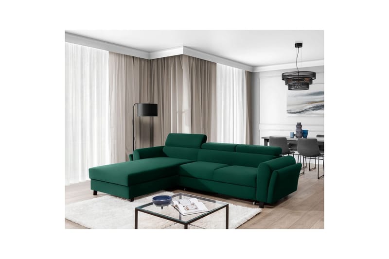 Divaani Eltap Mariall 288x200x92 cm - Kronos 19, Tummanvihreä, Vasen - Huonekalut - Sohva - Vuodesohva