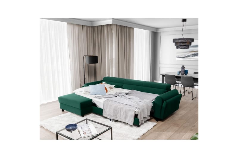 Divaani Eltap Mariall 288x200x92 cm - Kronos 19, Tummanvihreä, Vasen - Huonekalut - Sohva - Vuodesohva