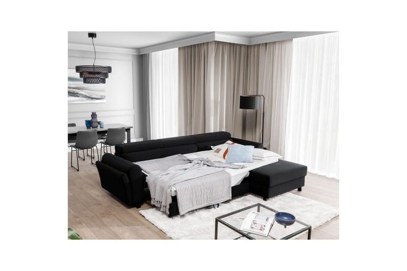 Divaani Eltap Mariall 288x200x92 cm - Mat Velvet 99, Sininen, Oikea - Huonekalut - Sohva - Vuodesohva