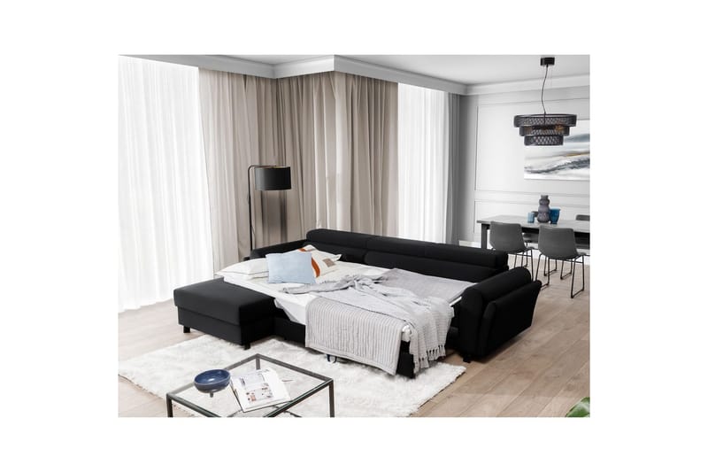 Divaani Eltap Mariall 288x200x92 cm - Mat Velvet 99, Sininen, Vasen - Huonekalut - Sohva - Vuodesohva