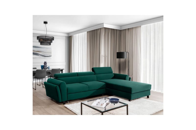 Divaani Eltap Mariall 288x200x92 cm - Monolith 37, Vihreä, Oikea - Huonekalut - Sohva - Vuodesohva