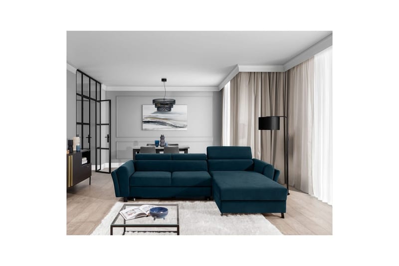 Divaani Eltap Mariall 288x200x92 cm - Monolith 77, sininen, Oikea - Huonekalut - Sohva - Vuodesohva