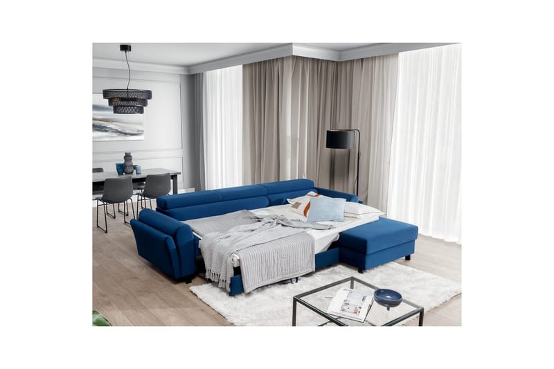 Divaani Eltap Mariall 288x200x92 cm - Riviera 81, Sininen, Oikea - Huonekalut - Sohva - Vuodesohva