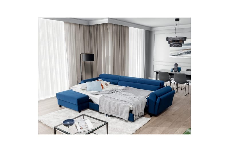 Divaani Eltap Mariall 288x200x92 cm - Riviera 81, Sininen, Vasen - Huonekalut - Sohva - Vuodesohva