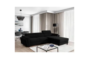 Divaani Eltap Mariall 288x200x92 cm - Sawana 14, Musta, Oikea - Huonekalut - Sohva - Vuodesohva