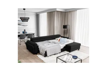 Divaani Eltap Mariall 288x200x92 cm - Sawana 14, Musta, Oikea - Huonekalut - Sohva - Vuodesohva