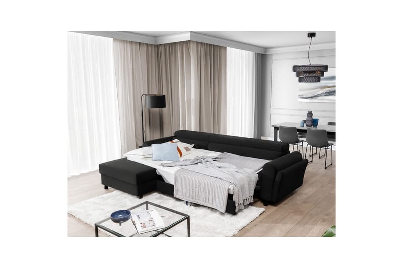 Divaani Eltap Mariall 288x200x92 cm - Sawana 14, Musta, Vasen - Huonekalut - Sohva - Vuodesohva