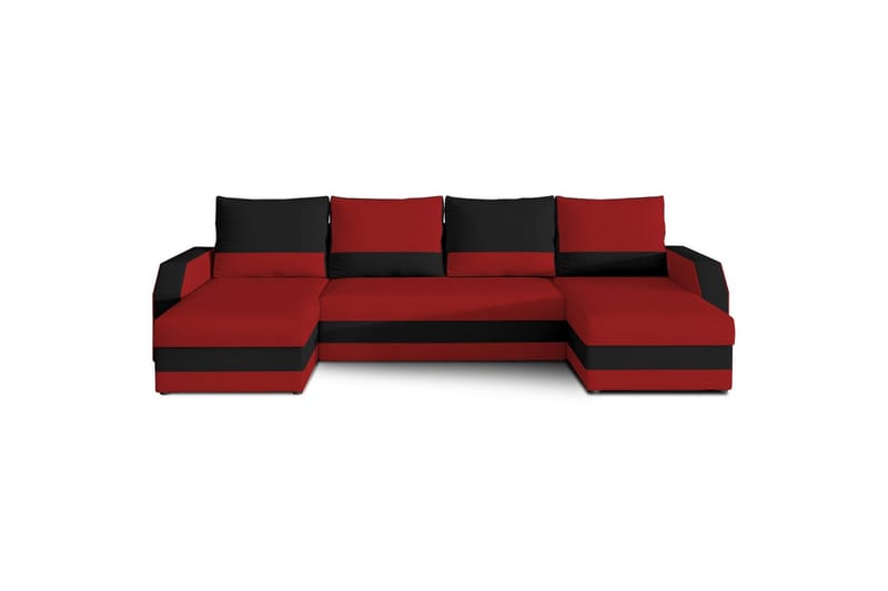 Divaani Eltap Marion 312x143x88 cm - Alova 46, Alova 04, punainen, musta - Huonekalut - Sohva - Vuodesohva