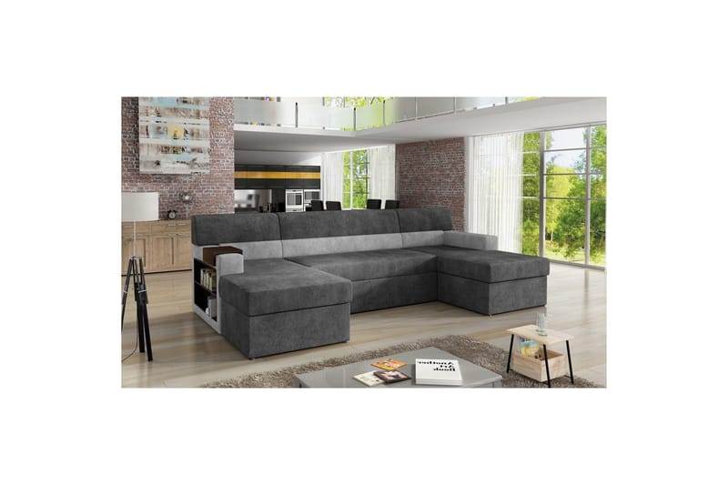 Divaani Eltap Markos 310x159x90 cm - Dora 95, Dora 90, tummanharmaa, harmaa, Vasen - Huonekalut - Sohva - Vuodesohva
