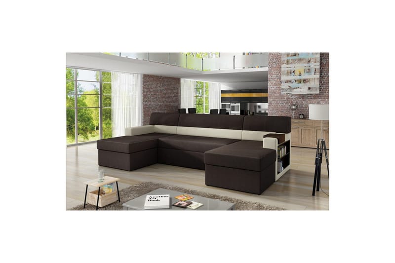 Divaani Eltap Markos 310x159x90 cm - Jasmine 29, Soft 33, Ruskea, Beige, Oikea - Huonekalut - Sohva - Vuodesohva