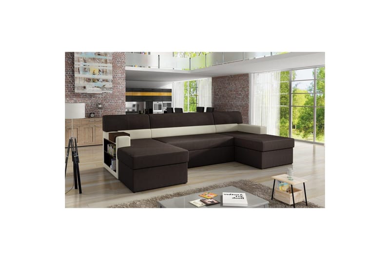 Divaani Eltap Markos 310x159x90 cm - Jasmine 29, Soft 33, Ruskea, Beige, Vasen - Huonekalut - Sohva - Vuodesohva