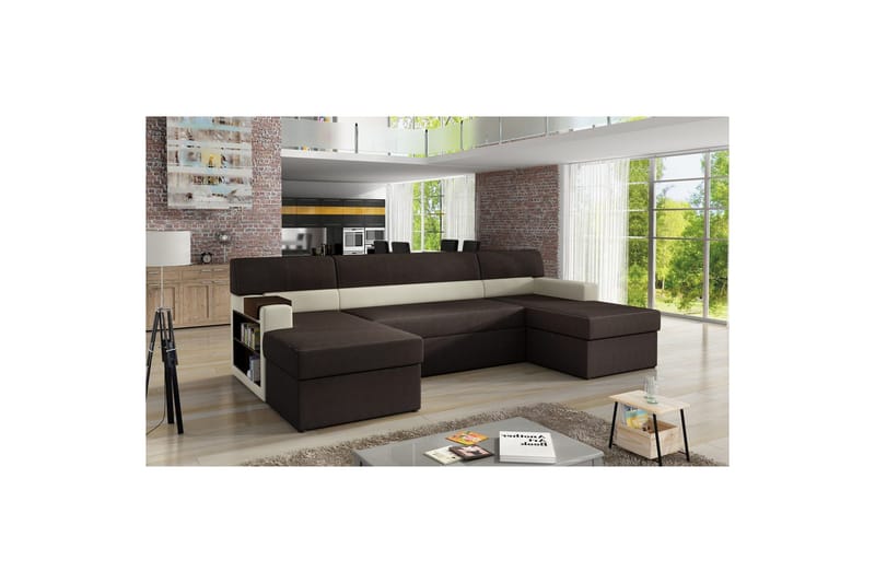 Divaani Eltap Markos 310x159x90 cm - Jasmine 29, Soft 33, Ruskea, Beige, Vasen - Huonekalut - Sohva - Vuodesohva