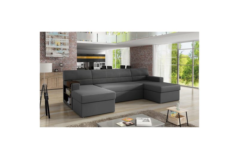 Divaani Eltap Markos 310x159x90 cm - Soft 29, Dora 96, Harmaa, Musta, Vasen - Huonekalut - Sohva - Vuodesohva