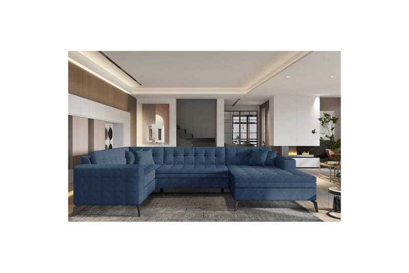Divaani Eltap Montez 340x180x93 cm - Gojo 40, Sininen, Oikea - Huonekalut - Sohva - Vuodesohva