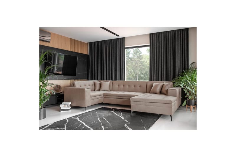 Divaani Eltap Montez 340x180x93 cm, Nube 20, beige, Oikea